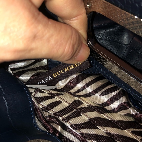 Blue Dana Buchanan Textured Crescent Clutch with Metallic Handle. Super clean - Picture 5 of 7